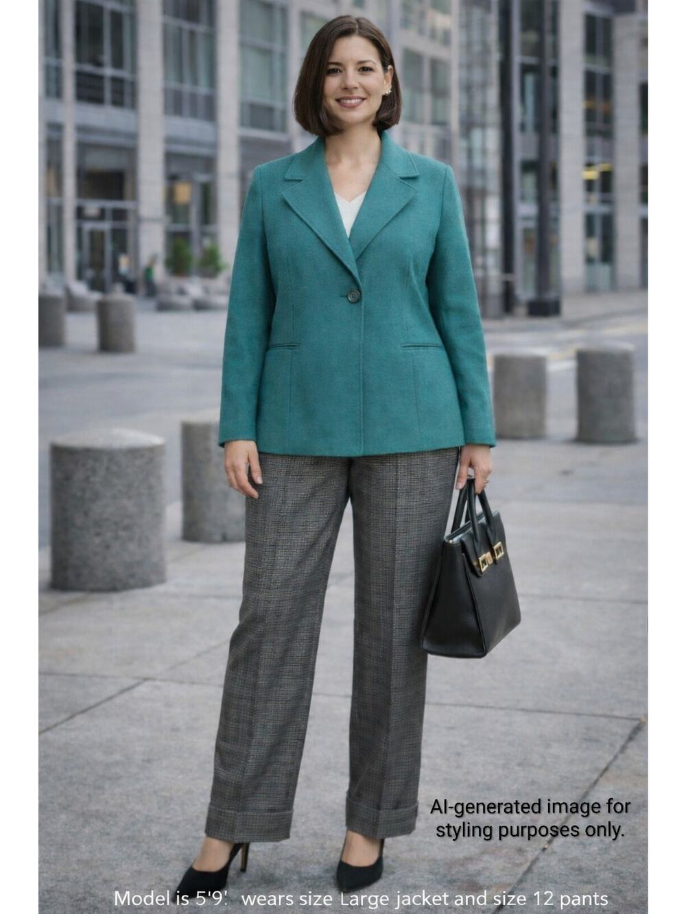 Pendleton Teal Wool Jacket & Plaid Pants Suit Women’s L / 12 Cuffed Vintage